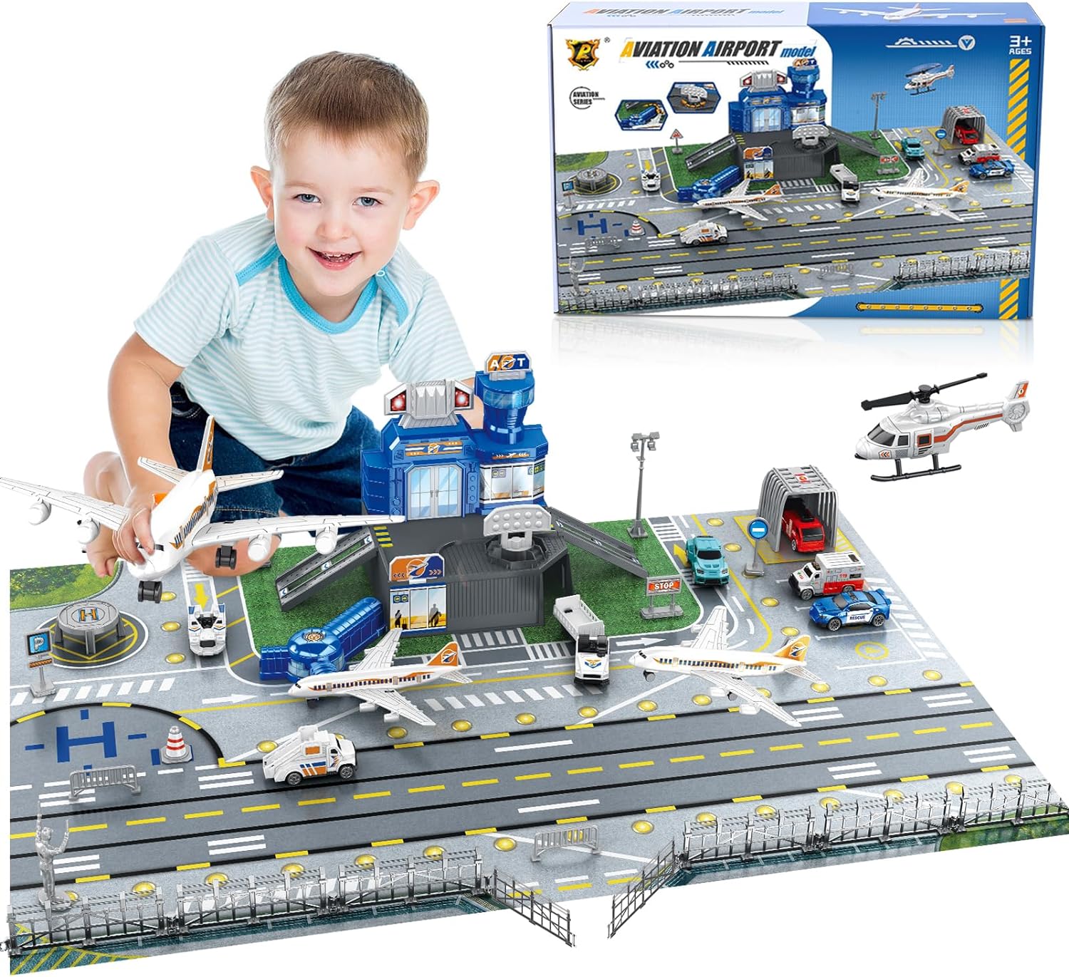 Model Kit Plane - Children's Airport Scene Toy Set with