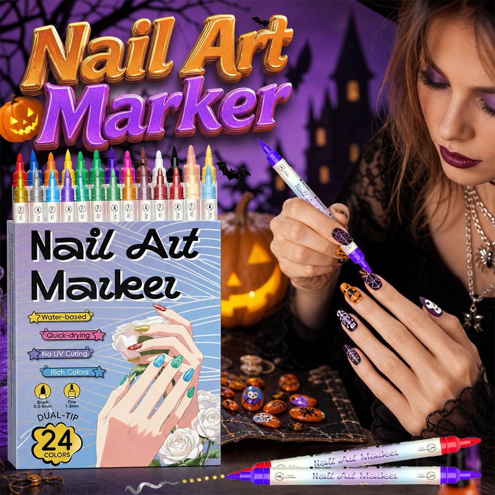 Metallic Paint Set - 12/24 Colors Dual Tip Nail Art