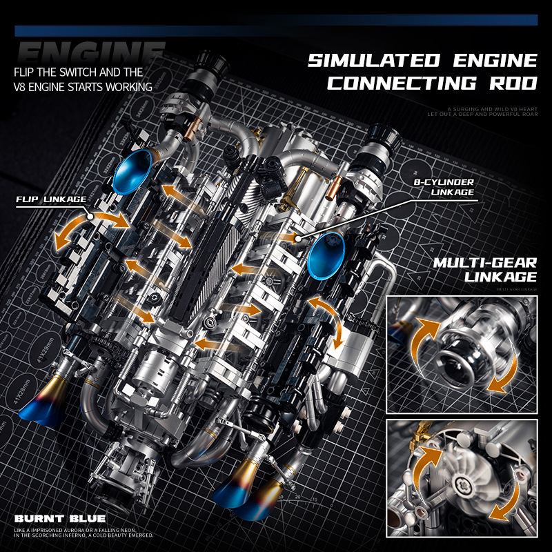 Technical Supercar V8 Engine B - đánh giá và giá Model Kit Motor