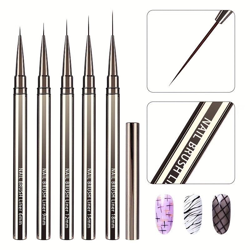 5PCS Nail Art Liner Brushes Ha - đánh giá và giá Metallic Paint Set